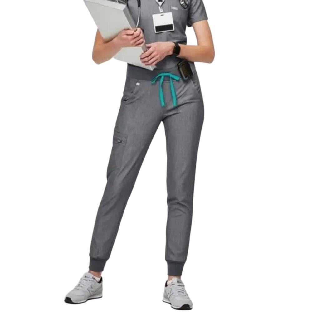 FIGS Zamora Jogger Scrub Pants Women's Large Petite LP Graphite Gray PO 1812